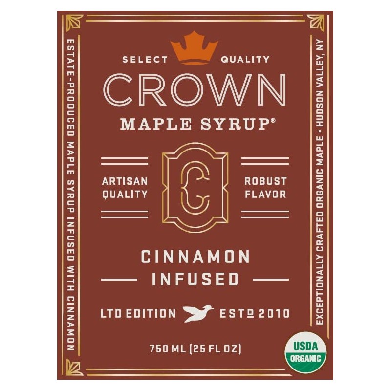Crown Maple Cinnamon Infused Maple Syrup, 25 Fl Oz, Pancakes,