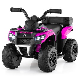 Costzon Kids ATV, 6V Four Wheeler Quad Electric Vehicle with Spray Function, Storage Box, Musin & Lights, Kids 4 Wheeler Ride on Car Toy for Boys Girls 18+ Months (Pink)