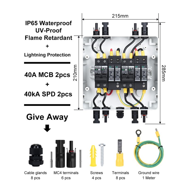DIHOOL Solar Disconnect Switch 40Amp DC Circuit Breaker with Surge