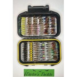 114 Piece Fly Fishing Set with Tackle Box - Size 6, 8, and 10 for bass, trout, salmon, and grayling