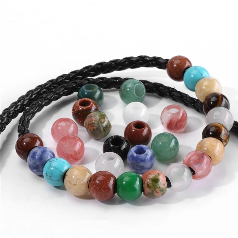 15PCS 12mm Natural Tiger Eye Stone Loose Beads Big Hole