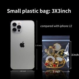 JINYONBAG Small Plastic Bags 3x3, 1000pcs, Transparent Small Plastic Bags for Pills, Clear Reusable Small Baggies for Jewelry, JINYONBAG Small Clear Bags for Jewelry, Pills, Coins, Candy, etc