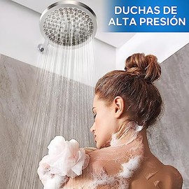 Cabezal de regadera,Cabeza de Ducha de Lluvia de Alta Presión para el Baño,6 Pulgadas Regadera Alta Presion,Ángulo Ajustable,Boquilla de refuerzo de silicona antiobstrucción,Regaderas para Baño(cromo