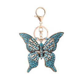 Butterfly Rhinestone Keyring, Sparkling Alloy Charm Keyring, lightblue, l