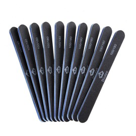 Biutee Grit Nail File, Nail Polisher, Set of 10, 3.9 inches (100 mm), 7.1 inches (180 cm), Double Sided Type, Nail File, Nail Care Set, Nail Care, File, Gel Nail File, Black, 100/180 Grit