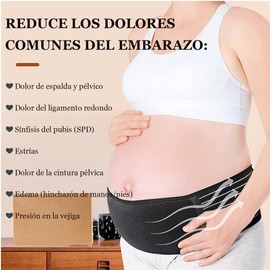 Faja Embarazo Soporte, Cinturón de Maternidad Ajustable, Fajas de Cintura y Abdomen para Alivio del Dolor de Pelvis, Lumbar y Espalda, Suave y Transpirable para Embarazo y Posparto Negro