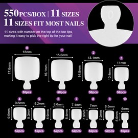AIMEILI Pack of 550 Glue-On Toenails White Full Cover Toe Tips Artificial Toenails White Toenails Tips False Toe Nails with Storage Box