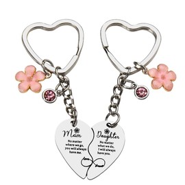 Mom Daughter Keychain Gifts for Mother Christmas Xmas Gifts for Mommy Mum Matching Heart Keychains Set for 2, Long Distance Gifts for Mom and Daughter Birthday Xmas Gifts from Mother Mom