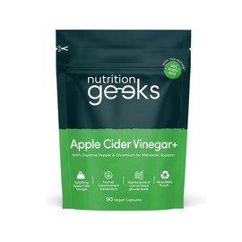Nutrition Geeks Apple Cider Vinegar Capsules 15,000mg with Mother & 30% Acetic Acid, 1 month supply (90 capsules)