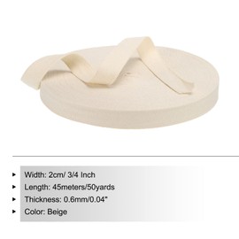 PATIKIL Cotton Twill Tape 20mm(3/4 Inch) 50 Yards Cotton Ribbon Bias Binding Tape Herringbone Webbing Trim for Sewing Gift Wrapping Craft DIY Beige