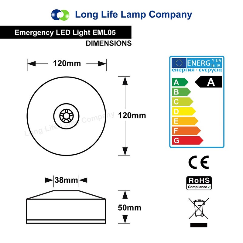 LED Round Emergency Light Ceiling Flush Mounted Maintained/Non Maintained EML05D