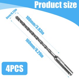 IKOPFLN SDS Drill Bit 6 mm x 160 mm Concrete Drill Masonry Drill Hammer Drill Bit Masonry Drill Bit 6 mm Cutting Ideal for Drilling in Stone, Concrete, Natural Stone, Brick Wall, a