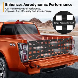 (54"x17.7") Heavy Duty Tailgate Net for Truck Bed, Cargo Net Durable Truck Bed Extender Tailgate Cargo Net with 4 Adjustable Buckle Straps, Perfect for Truck, Trailer, Pickup, Boat, Jeep, SUV