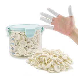 Finger Cots, Inartato Latex Finger Protectors Rubber Finger Tips Sleeves Toes Gloves Multi-Used for Handmade, Beauty Nail, Tattoo Electronic Repair Apply (Large Size 300 Pcs Per Box)