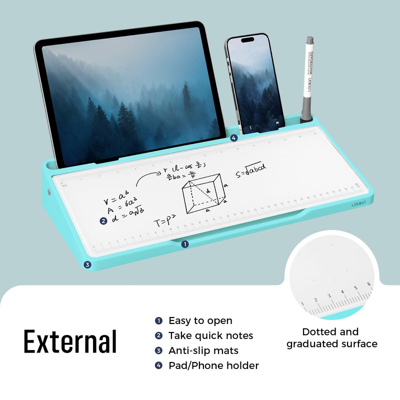 LOUKIN Glass Desktop Whiteboard, 15.3" x 5.6" Dry Erase Desk