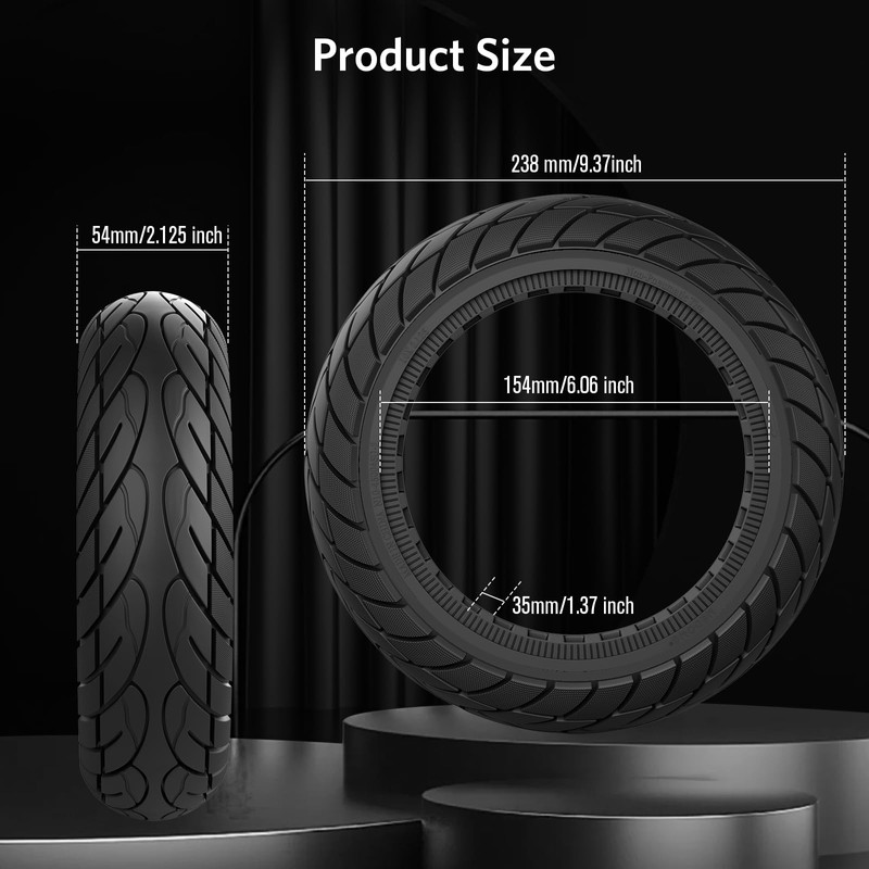 Cooryda Solid Tire,10 inches Electric Scooter Wheels 10x2.125 Tubeless Tyre