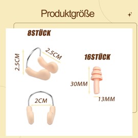 Pack of 24 Nose Clip Swimming Ear Plugs Set, Ear Plugs Swimming Nose Clip General for Men Women Nose Clip Ear Protection Protective Equipment for Professionals and Swimming Lovers