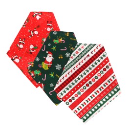 BUGUUYO 3pcs Christmas Pet Bandana Triangular Scarf Dog Bibs Saliva Towel Handkerchief for Dogs Festive Santa Stripes Easy to Wear Keep Pets Clean Stylish