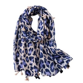 FAIRYGATE Leopard Print Scarf Women's Soft Long Neck Women's Fashion Stylish Accessories with Tassel, 19228, 33.5X70.5 Inch