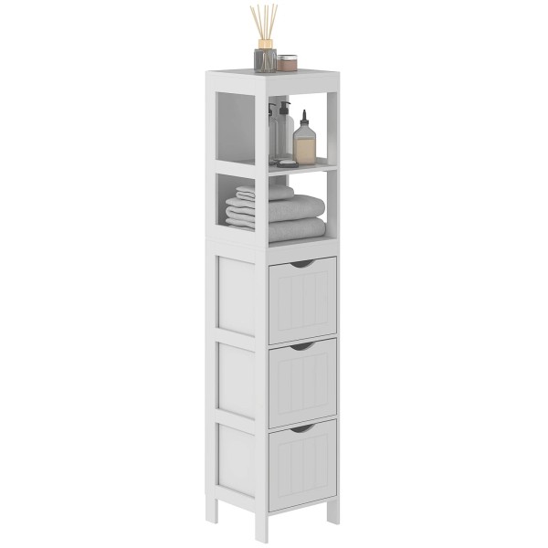 HOMCOM Narrow Bathroom Storage Cabinet, Bathroom Cabinet with Drawers &