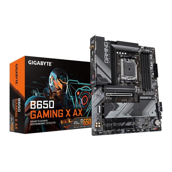 GIGABYTE B650 Gaming X AX (AM5/ LGA 1718/ AMD/ B650/ ATX/ 5-Year Warranty/ DDR5/ PCIe 4.0 M.2/ PCIe 4.0/ USB 3.2 Gen2x2 Type-C/AMD Wi-Fi 6E/ Realtek 2.5GbE LAN/Motherboard)