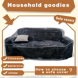 Plastic Waterproof Sofa Cover Plastic Chaise Longue Cover Thickened and Enlarged Transparent Chaise Longue Protective Cover Dust-Resistant Mobile Scratch Resistant 42" H x 95" W x 40" D (Large)
