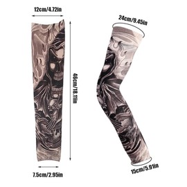 QOCUILC Set of 6 Tattoo Sleeves Set, Fake Tattoo Arm Warmers for Men and Women, Temporary Tattoo Arm Stockings, Nylon Arm Warmers for Carnival, Fancy Dress and Party (6 Pieces)