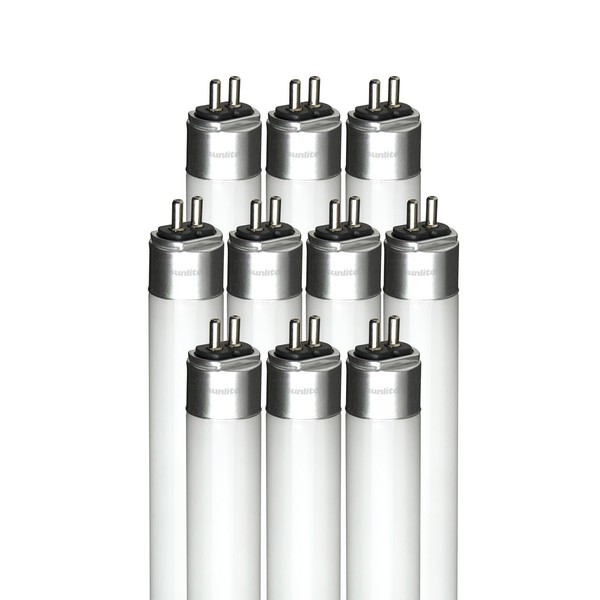 Sunlite 40811 LED T5 Plug & Play light Tube (Type A) 2 foot, 11W (F24T5/HO Equal) 1400 Lm, G5 Bi-Pin Mini Base, Dual End Connection, Ballast Compatible, Frosted, UL Listed, 5000K Daylight, 10 Pack