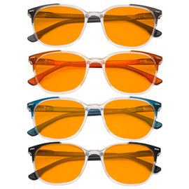 Eyekepper 4 Pack Computer Reading Glasses for Women Blue Light Blocking Readers Orange Tinted +3.00