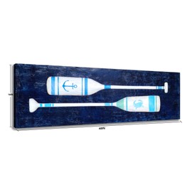 Yihui Arts Coastal Canvas Wall Art - Navy Blue and White Oar Painting for Bedroom Bathroom Decor