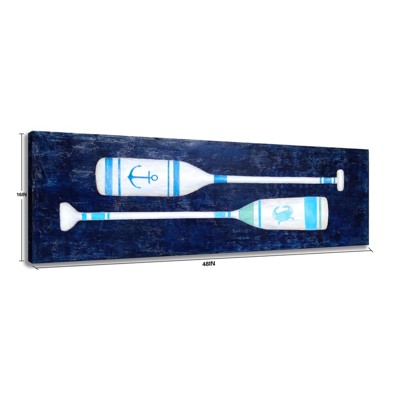 Yihui Arts Coastal Canvas Wall Art - Navy Blue and