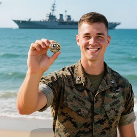 Army 250th Anniversary Coin – Navy 250th Anniversary Coin – Army Challenge Coin – USMC 250th Commemorative Double-Sided Marine Corps Challenge Coin with Metal Gift Box – 1.57" Display