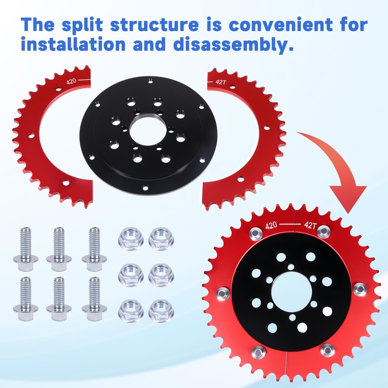 42 Tooth 420 Chain Split Sprocket Hub Adapter for Coleman