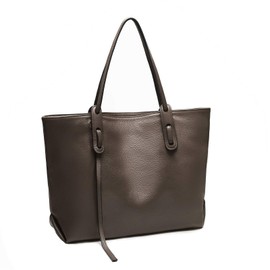 YALUXE Tote Bag for Women Genuine Leather 15.6 inch Laptop long Strap Dangle Design Shoulder Bag