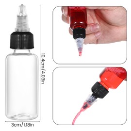 Xelsluthe 10 Pcs Plastic Extruded Liquid Bottle,1 oz Dispensing Bottle Laboratory Wash Bottle Squeeze Bottles PET Ink Discharge Bottles 30ml