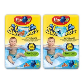 Little Swim Disposable Swim Pants – Size 3-4 (7-15kg), 12 Count x Bundle of 2 | Leak-Resistant | Ideal for Pool & Beach Fun