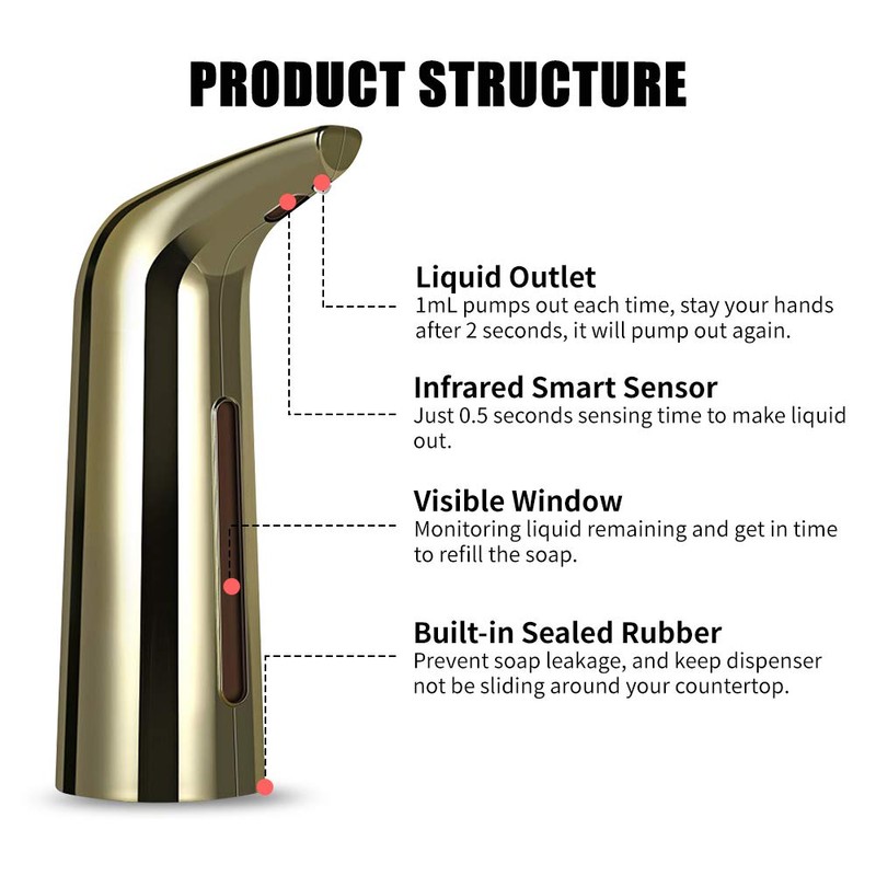 YaSao 400mL Automatic Soap Dispenser Infrared Hand-Free Touchless Soap Dispenser