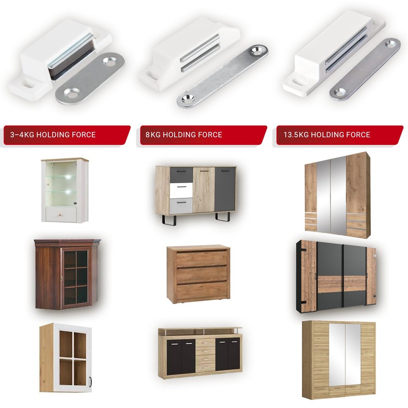LouMaxx Magnetic Door Catch Strong - 4kg Holding Force -