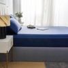 JHCHMX Satin Navy Blue Fitted Sheets Double Bed,Deep Pocket Soft