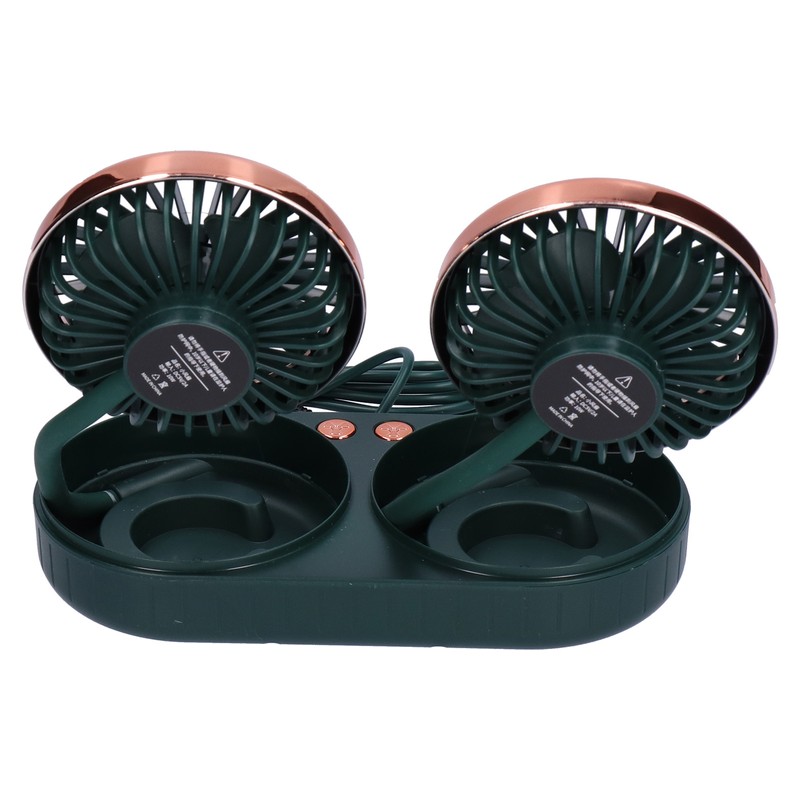 Car Fan 360° Rotatable 3 Speed DualHead USB Powered Mini