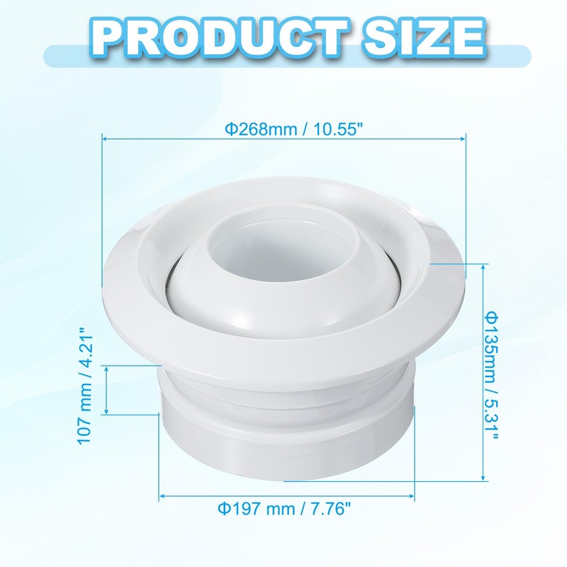 PATIKIL 8 Inch Round Air Vent, Adjustable Ball Jet Nozzle