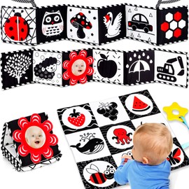 High Contrast Baby Toys for Newborn Infant 0-6 Months Montessori Tummy Time Black and White Sensory Crinkle Toys 0-3 3-6 Months Soft Books Carseat Toys for Baby Boys Girls Easter Basket Stuffers Gifts