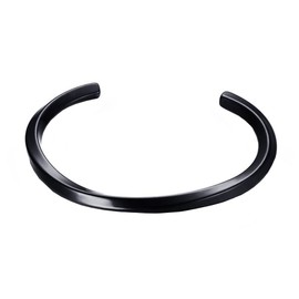PAMTIER Unisex 316 Stainless Steel Fashion Open Twist Tone C Style Bangle Cuff Bracelet Black Inner Diameter 6CM