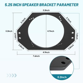 NuIth 4”x6” to 5.25” Front Dash Speaker Adapter for 1997-2006 Jeep Wrangler TJ LJ, 5 1/4 inch Speaker Ring Adapter Solid Plastic, 5.25 inch Aftermarket Speaker Bracket, 2PCS
