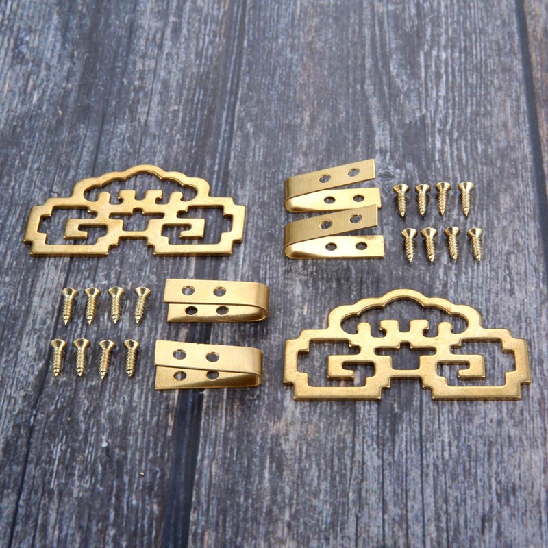 2Pcs Vintage Brass Hanging Picture Oil Painting Mirror Frame Hooks