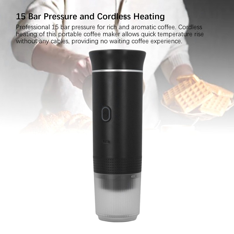 Portable Electric Coffee Machine 15 Bar Cordless Heating Car Coffee