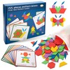 Geometrische Formen Tangrams Holz Puzzle Spielzeug, 155pcs Holzmuster Blöcke Bunte Hölzerne Intelligenz Puzzle Montessori Lernspielzeug Geschenke für Kinder Vorschule