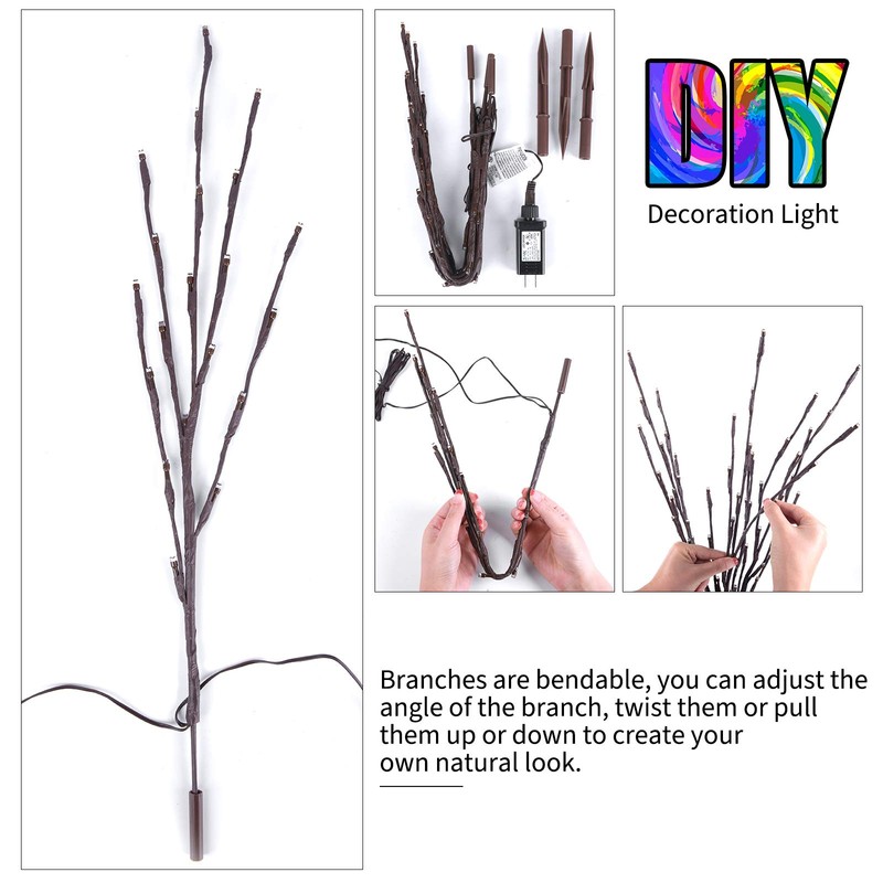 Lighted Branches for Vases Plug in - 6 Pack 24Inch