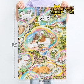 MOMIBOOK Puzzles for Adults 1000 Piece Jigsaw Puzzles of Daydreaming Puppies, Twinkle Laminate Painting Image Dog Puzzle Difficult Challenging Hard Impossible Puzzle, Christmas Birthday Gifts