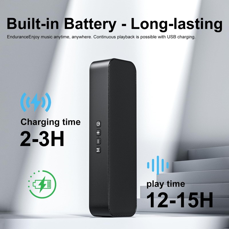 Computer Speakers for Desktop PC,Rechargeable Bluetooth Speaker,Small Computer Soundbar with
